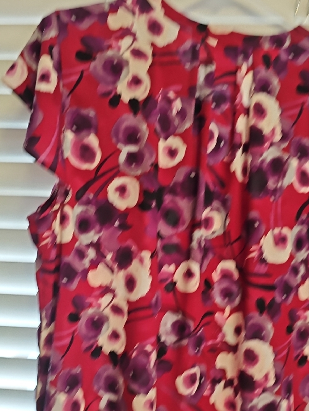 Calvin Klein Pink & Purple Floral Flutter Sleeve Blouse - Picture 9 of 9